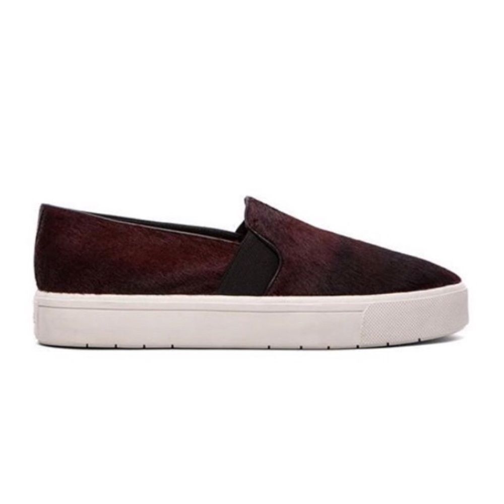 Vince Calf Hair Burgundy Berlin Slip-On Shoes